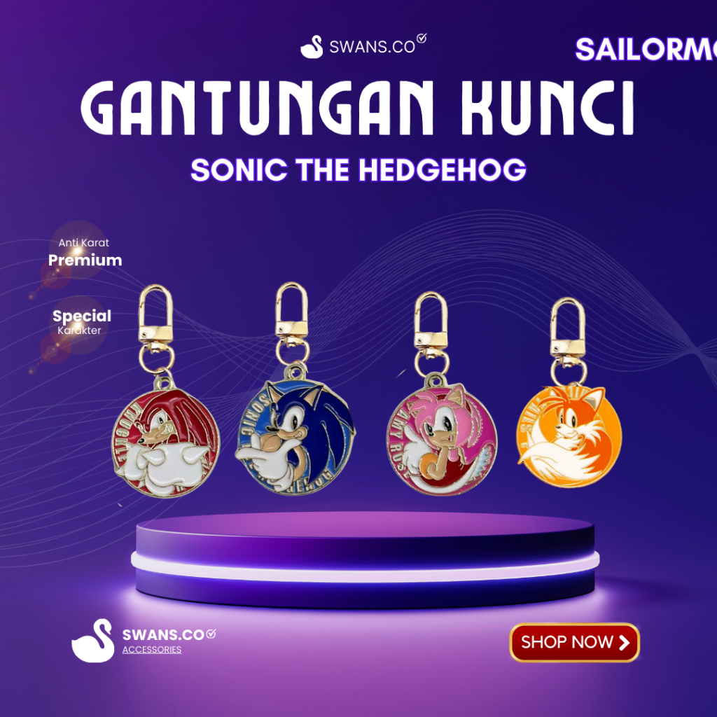 SWANS.CO - GANTUNGAN KUNCI MOTIF SONIC THE HEDGEHOG | SONIC KEYCHAIN