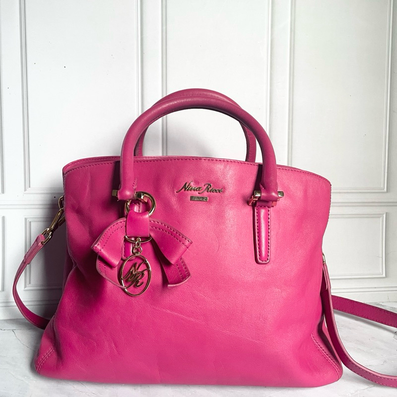 NR Magenta Leather Tote Bag Preloved