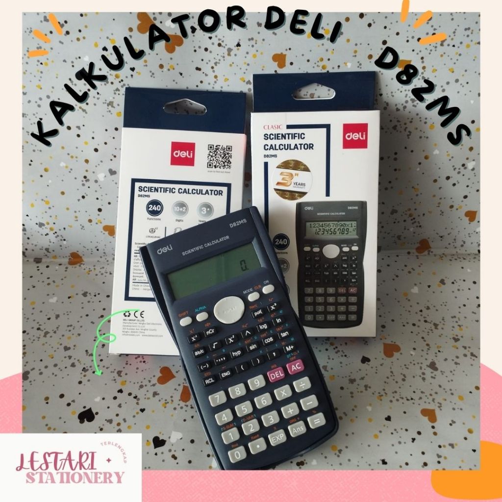 

Kalkulator Deli D82MS |Kalkulator Scientific| Kalkulator Sin Cos Tan | Lestari Stationery