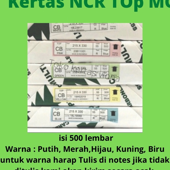 

FG2 kertas NCR Top Putih Mc isi 5 lembar