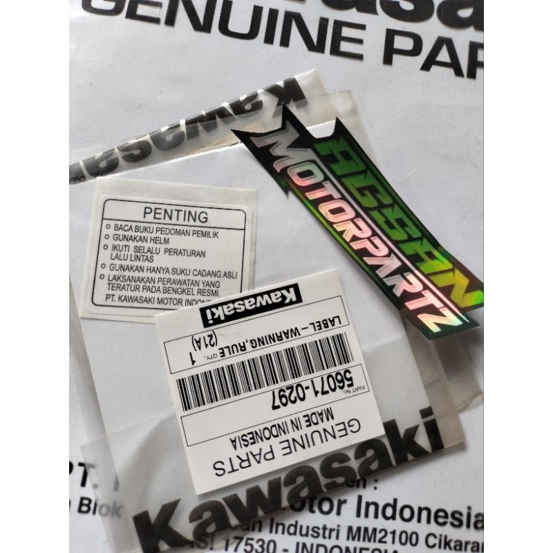 Striping Stiker Warning perhatian Ninja R SS RR new RR old Original Kawasaki