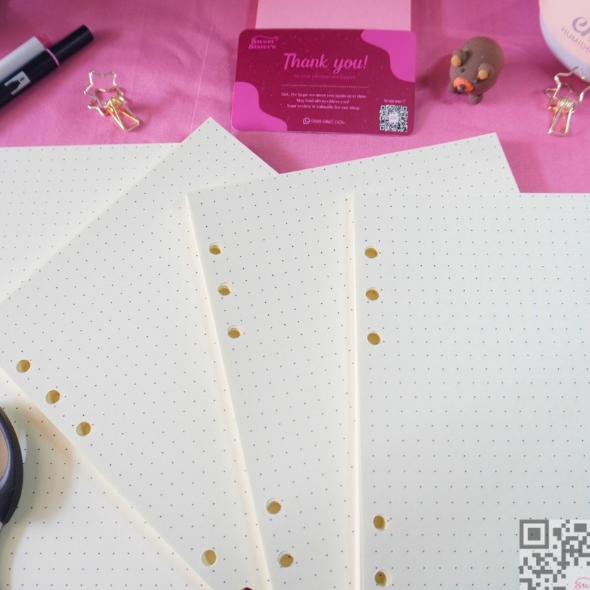

Price 1gsm LOOSE LEAF Refill Kertas Binder Diari Korea A5 Ring 6 Lubang Motif Dot Titik