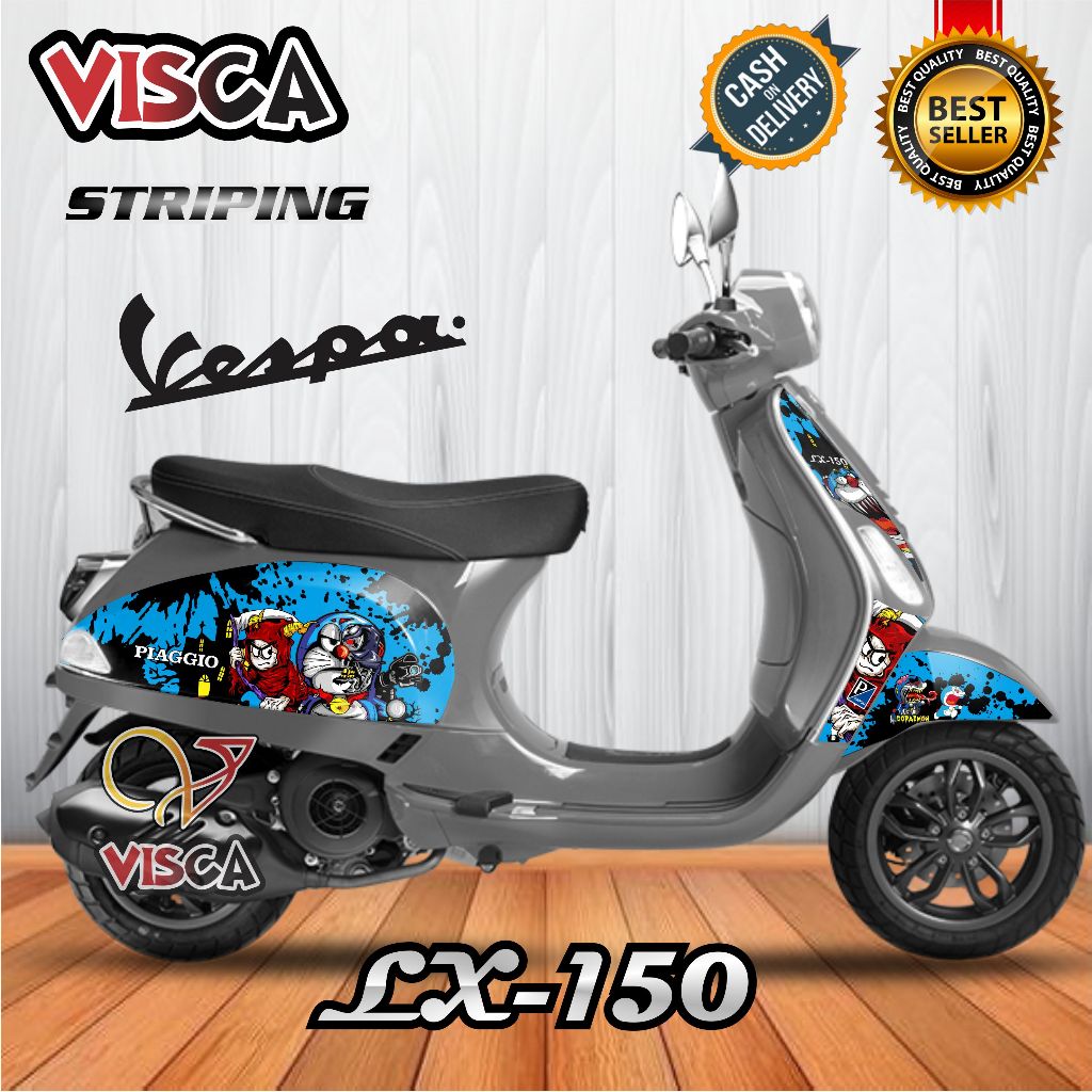 Stiker Striping Vespa Matic - Stripig Vespa LX-150 Variasi DORAEMON ZOMBIE
