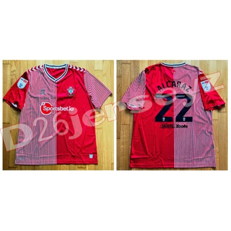 Jersey Soton Southampton Home 2023 / 2024 + Cetak nama Nameset ALCARAZ 22 / Custom + Patch