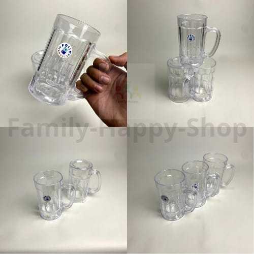 6Pcs Gelas Cangkir Pelastik Bening POLIN 450ml,Cangkir Plastik Mika Bening
