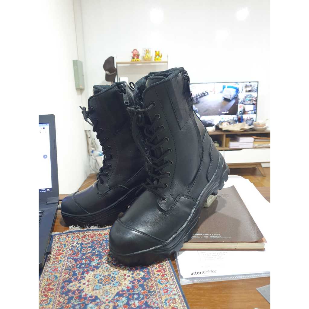 Sepatu PDL Safety DAMKAR Kulit Asli Resleting Double