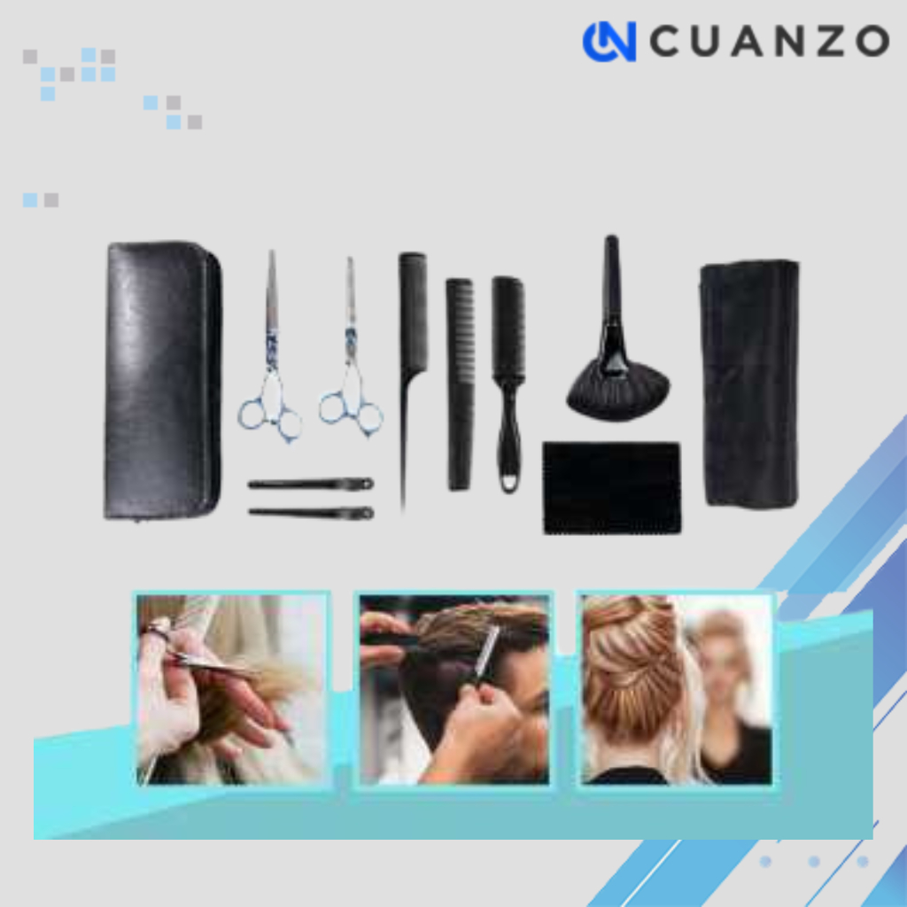 Set Gunting Rambut Sasak Flat Hairdressing Scissors 10 PCS / Gunting Potong Pangkas Rambut Sisir Ram