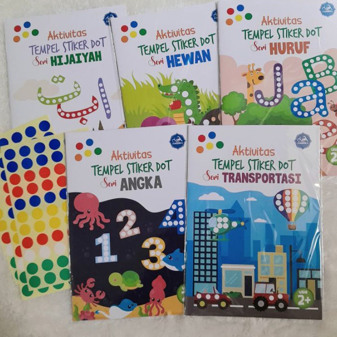 KI3 Buku aktivitas menempelkan stiker dot huruf angka hewan hijaiyah Dot Activity