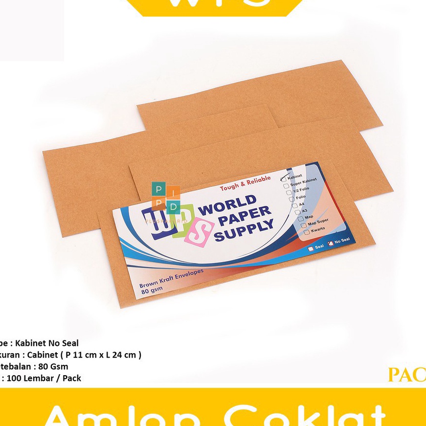 

Terbaik WPS Amplop Coklat Kabinet 11 x 24 cm No Seal Pack