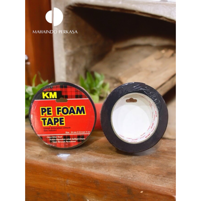 Double Tape KM Pe Foam Tape Busa Hitam 24mm x 4m