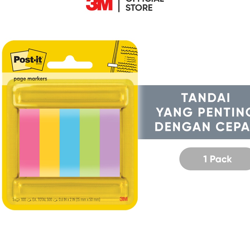 

Ekstra 3M Postit Page Makers 675ASST Tandai dengan cepat dan tepat 1 pak 15x5 mm Power Pink Sunnyside Blue Paradise Limeade Iris Infusion Untuk berbagai permukaan kertas