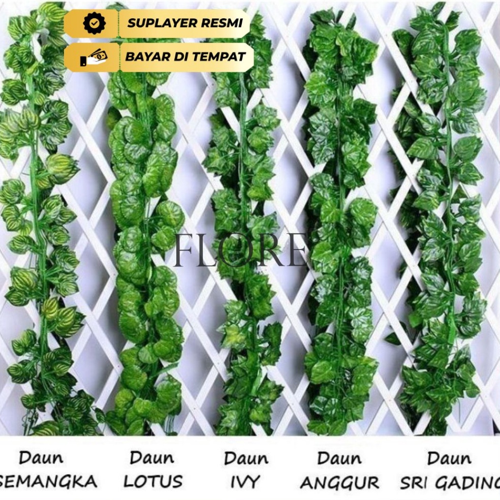 KODE O84F Daun Rambat Sulur 24 MeterDaun Juntai DekorasiDaun Rambat Plastik 12pcs PREMIUM