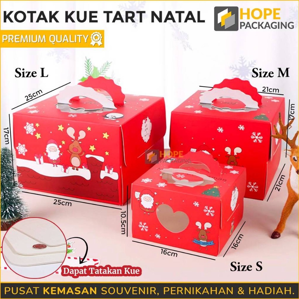 

MEGA Kotak Kue Natal Box Merry Christmas Size 25x 25x 17 cm Kotak Kue Natal Box Kue Brownis Cake Box Hampers Chiffon Pudding Tart Hampers Natal Box Kotak Packaging Kue Xmas