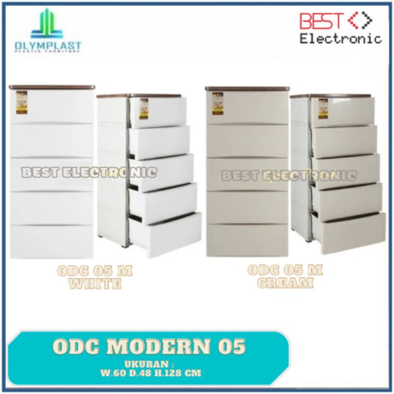 KODE G45W Olymplast ODC 5 M Lemari Laci Plastik Drawer Cabinet Container Susun 5 Tingkat Modern