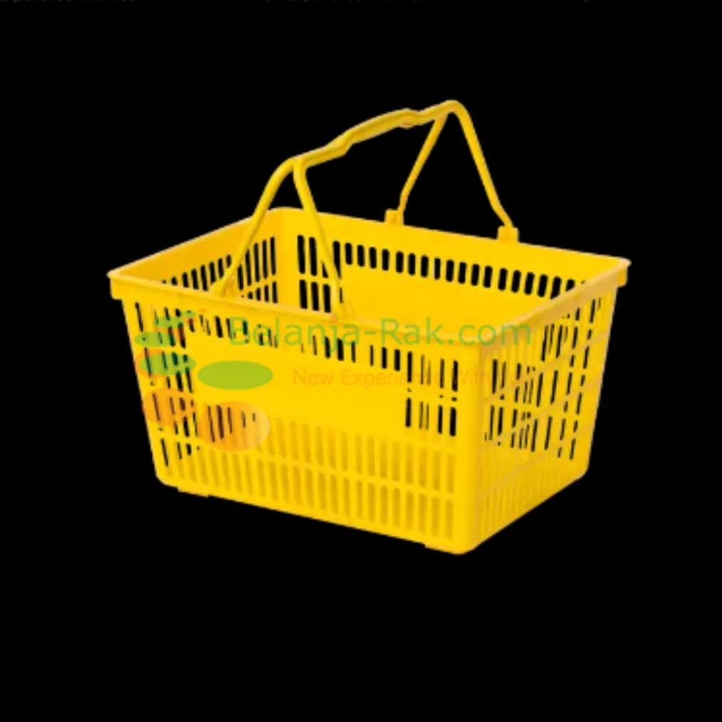 KODE N38H Shopping Basket Green  Yellow Keranjang Belanja Plastik dengan Pegangan