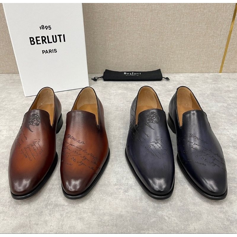 Sepatu Kulit Pantofel Formal Loafers Branded Pria Berluti