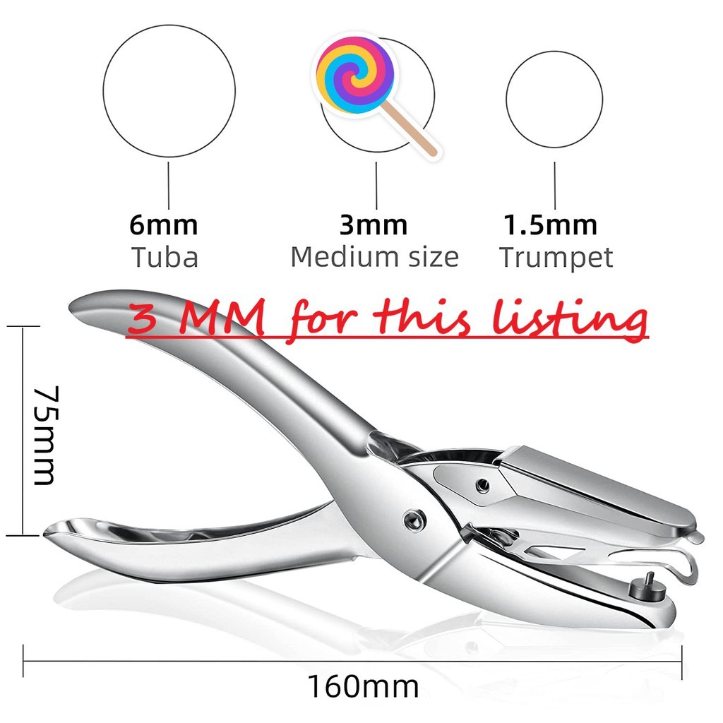 

3 MM 6MM PUNCH/PERFORATOR, 3MM ONE HOLE PUNCH. Cocok buat hang tag!