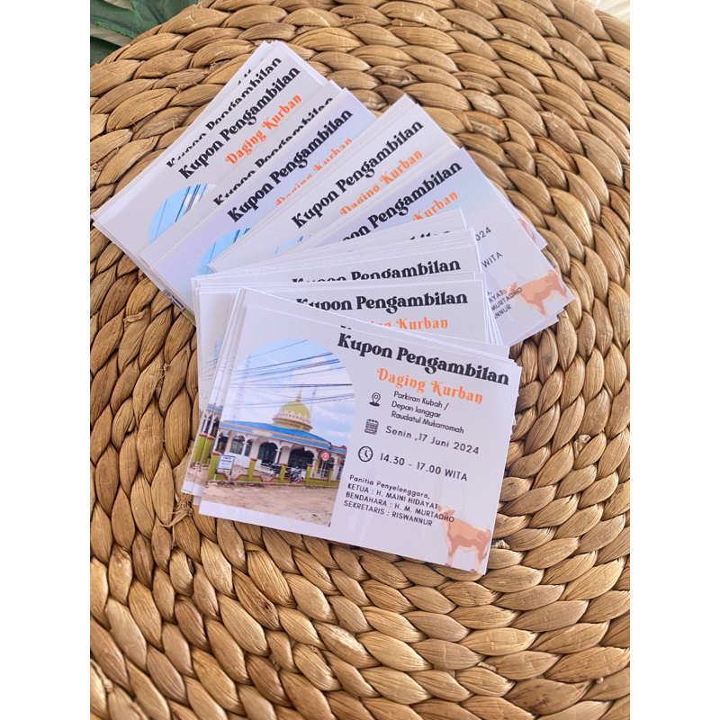 

CETAK KUPON KURBAN BAHAN GLOSSY ANTI AIR BISA DI STEMPEL