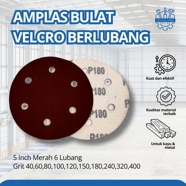 Amplas Bulat Velcro Berlubang 5 Inch