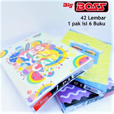 

(Isi 6 Buku) Sidu Buku Tulis Big Boss isi 42 Lembar Besar Ukuran B5 Tebal Halus Motif Kartun Lucu Warna-warni Berkualitas Murah Grosir