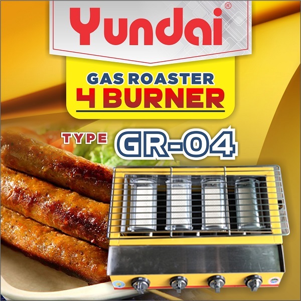 Kompor Gas BBQ YUNDAI GR-04 Gas Roaster 4 Burner Panggangan 4 Tungku Panggang Sate Sosis Barbeque
