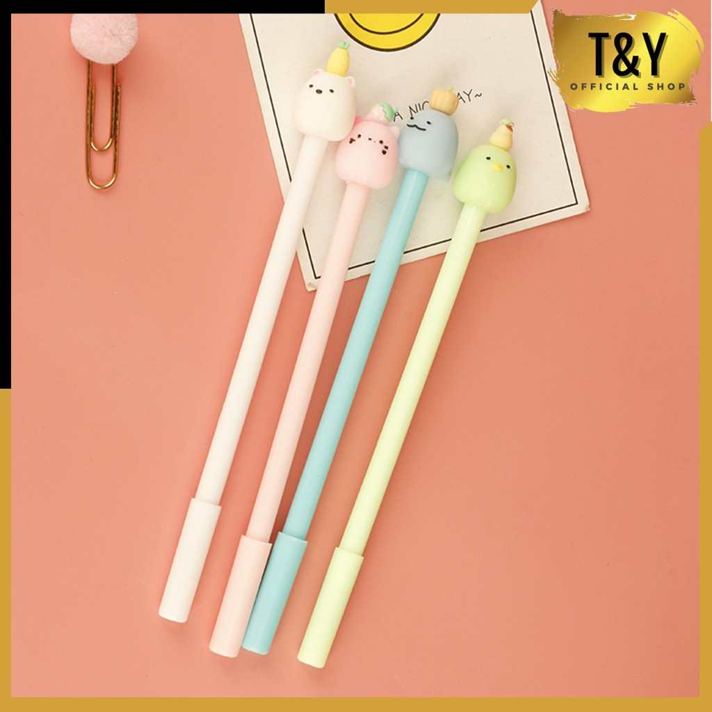 

T&Y Pena Tinta Hitam Karakter Hewan Lucu Model Animal Buah Pen Ujung Lancip Karakter 3D