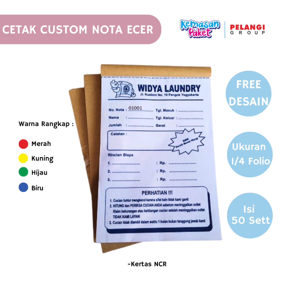 

CETAK NOTA UKURAN 1/4 FOLIO ECER CETAK NOTA ECER