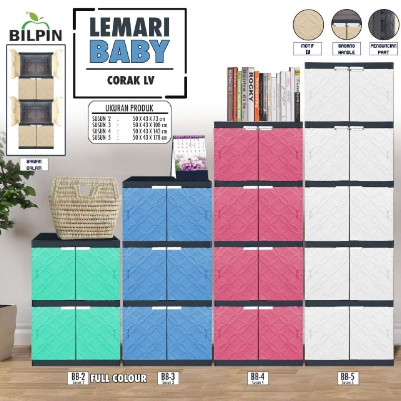 LEMARI BABY AKAKO BERLIAN KACA & NON KACA - LEMARI ANAK FULL RAK