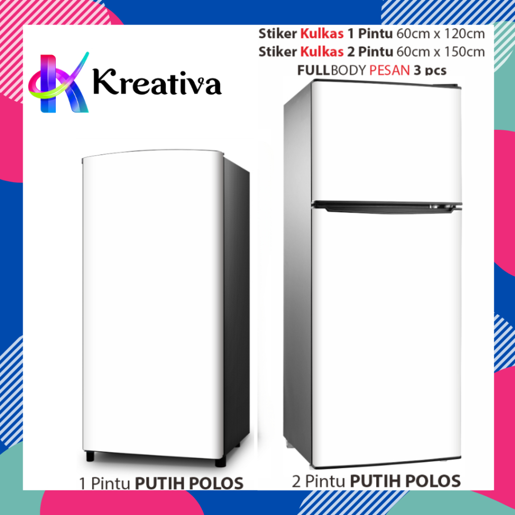 RB Stiker Kulkas 1 Pintu Atau 2 Pintu Standar WARNA POLOS