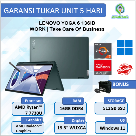 Lenovo Yoga 6 136ID Touch Ryzen 7 7730 16GB 512GB W11+OHS 13.3"WUXGA