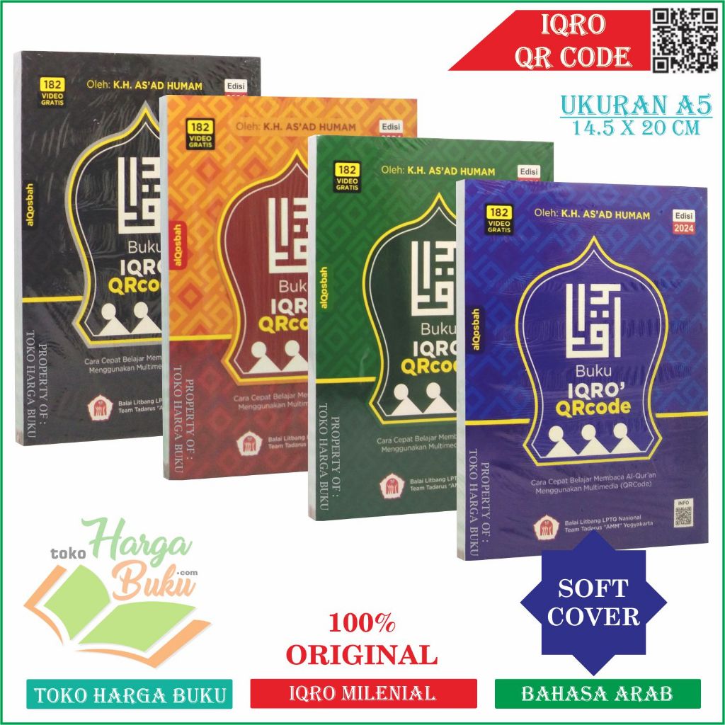 Foto Buku Iqro Milenial QR Code NON LATIN Cara Cepat Belajar Membaca Al Quran FUll COLOR Iqra QRCode Edisi Milenial Ukuran A5 Penerbit ALQOSBAH