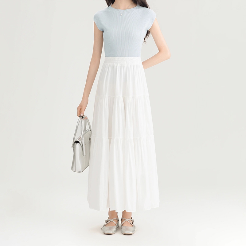 rok wanita Putih - Rok A-line Rok Payung muslim korea - /rok panjang Maxi highwaist polos