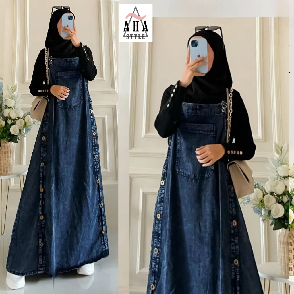 Murah Lebay Baju Kodok Overall Rok Dress Jeans Jumbo Big Size Wanita Dewasa Terbaru Kekinian Jesina