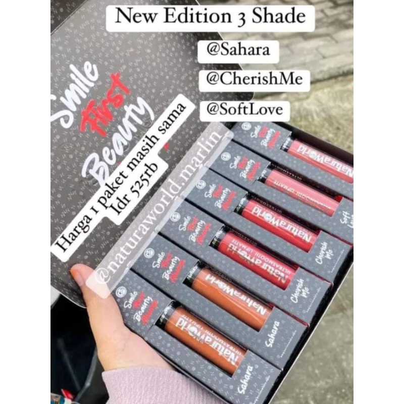 1 Paket Lipmatte NaturaWorld isi 6pcs/Sunset Chill/Be Bold/Sahara/Cherish Me/Soft Love/Ombre Love