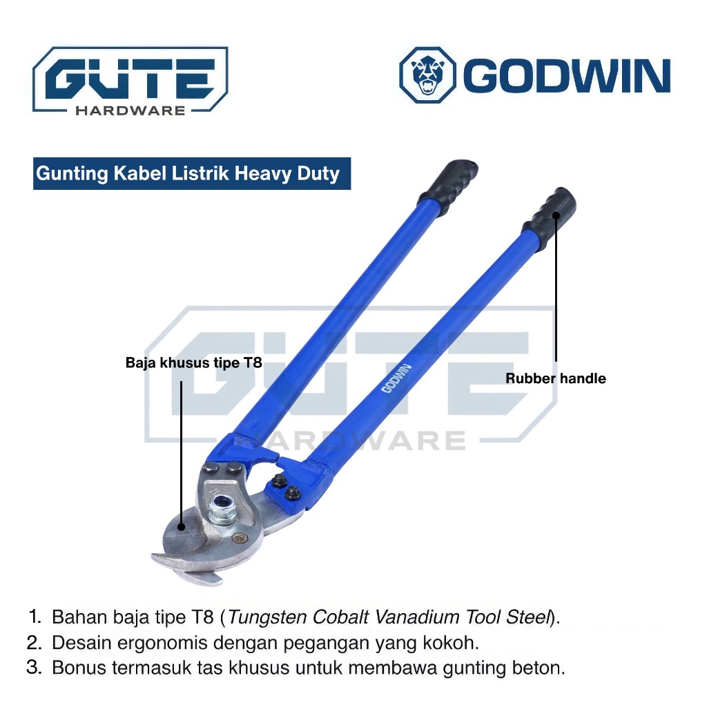 Godwin Tang Potong Kabel Besar Gunting Kabel Listrik Heavy Duty / Cable Cutter Kokoh Kuat