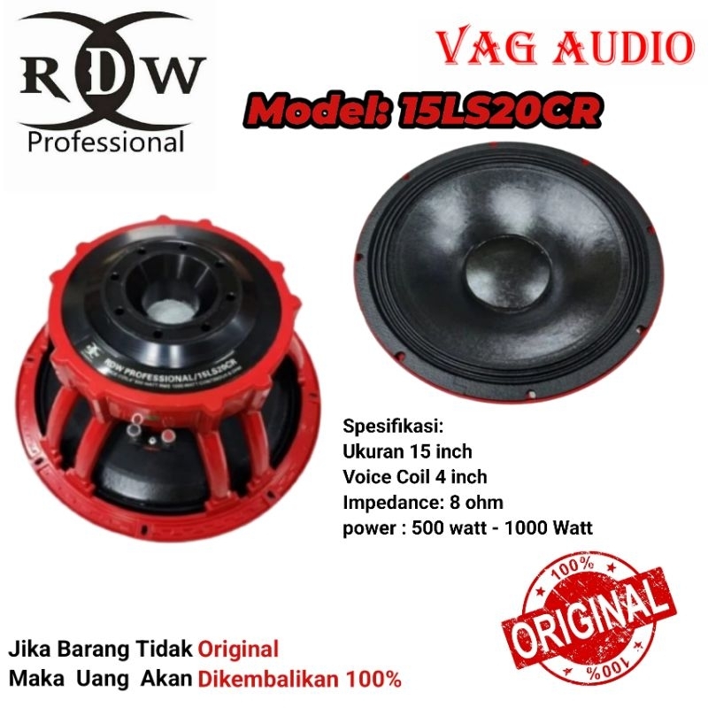 SPEAKER COMPONENT RDW 15LS20CR, UKURAN 15 inch