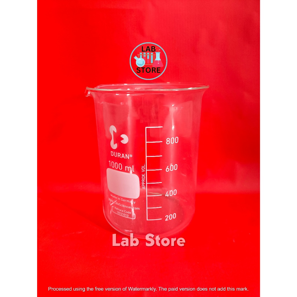 Beaker / Beaker 1000ml Duran / Beaker Glass 1000ml / Gelas Kimia 1000ml Duran