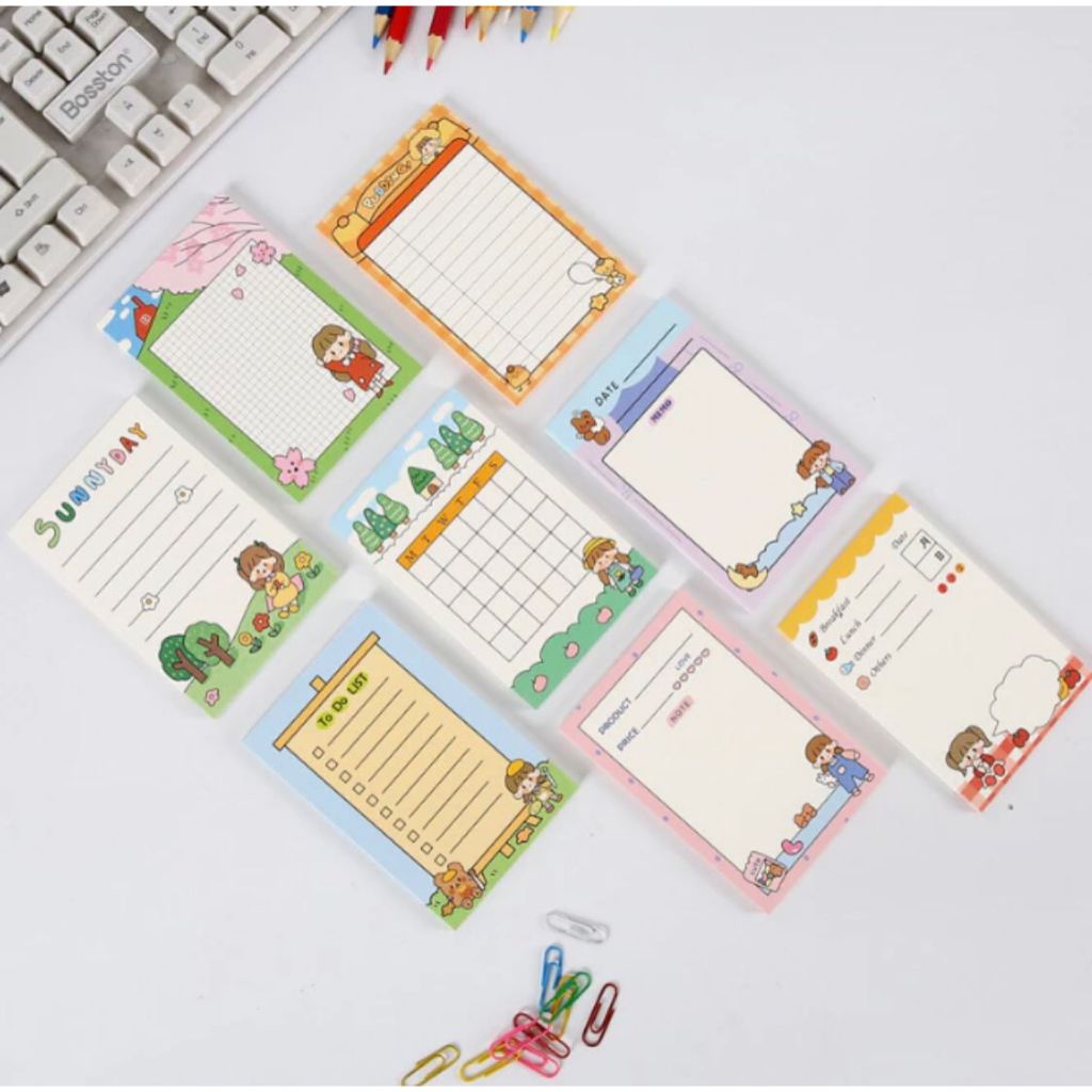 

Bolognese Girl Notes Series MEMOPAD NOTEPAD PLANNER / Note Memo pad Daily pLanner checklist (3094)