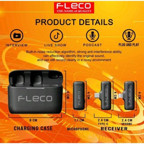 MIC FLECO X8 / X9 TYPE-C | MIC WIRELESS | TERMURAH