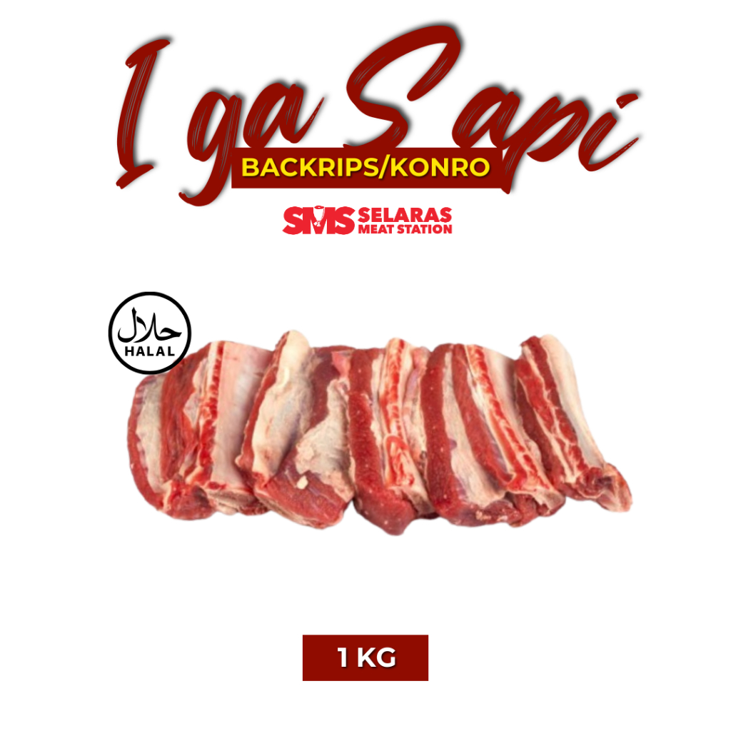 

Iga Sapi Bagian Belakang / Iga Konro Gondrong/Beef Backribs 1 Kg Frozen Tangerang