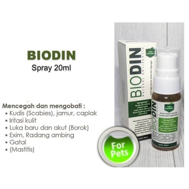 SEMUA168 20ml biodin spray, biodin obat scabies, biodin obat jamur hewan