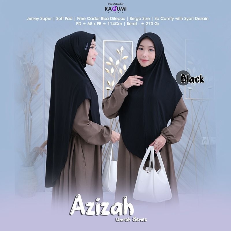 AZIZAH UMROH SERIES ORIGINAL BY RAQUMI HIJAB // HIJAB INSTAN POLOS // PREMIUM BERGO CADAR