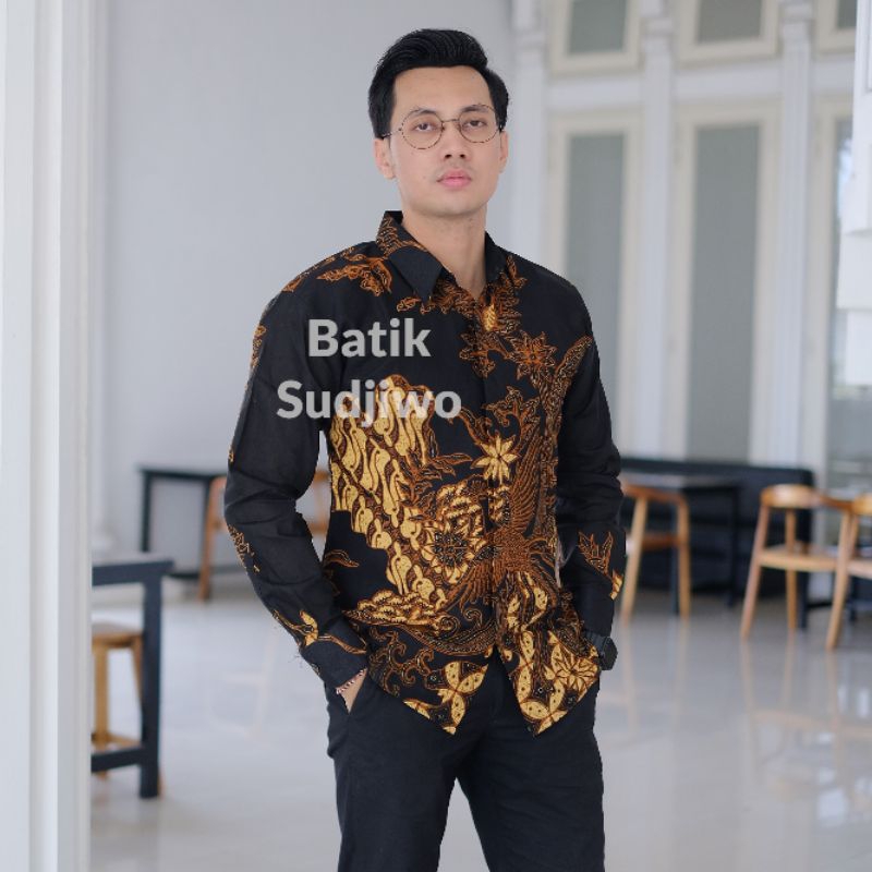 SELING HITAM Baju Kemeja Batik Pria Lengan Panjang Katun Halus FULL FURING Batik Solo Original Alisa