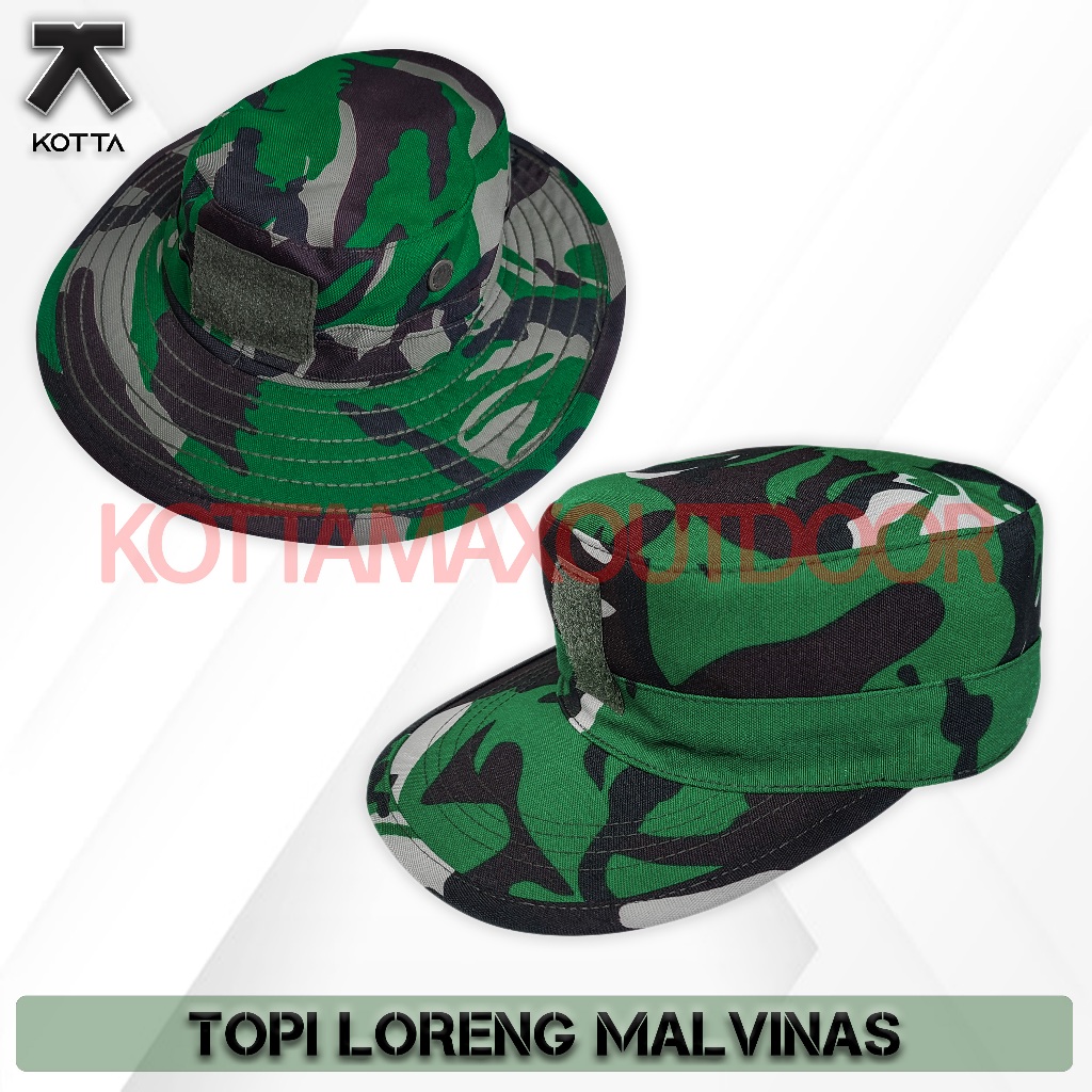 TOPI RIMBA VELBED LORENG MALVINAS - TOPI RIMBA LORENG TNI - TOPI KOMANDO VELBED LORENG TNI MALVINAS