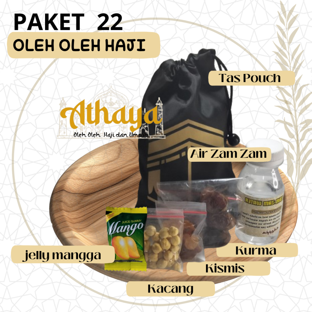 

Paket 22 Pouch Oleh-oleh haji dan umroh/Pasuhe+Jelly mangga