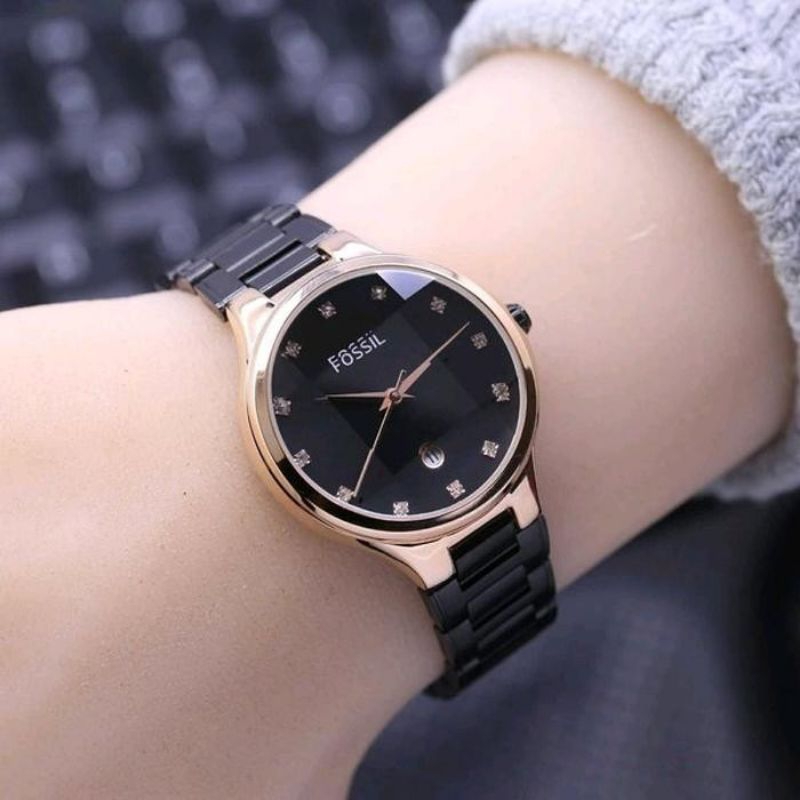 jam tangan rantay hitam buat cewek jam tangan wanita
