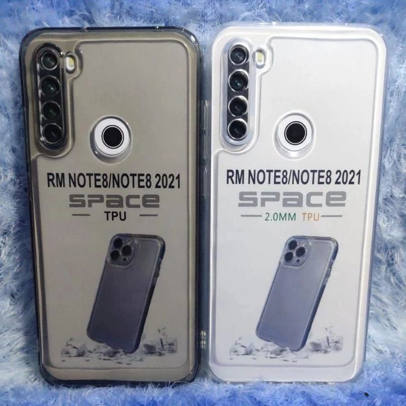 Softcase bening hitam Redmi Note 8 Casing Transparan TPU