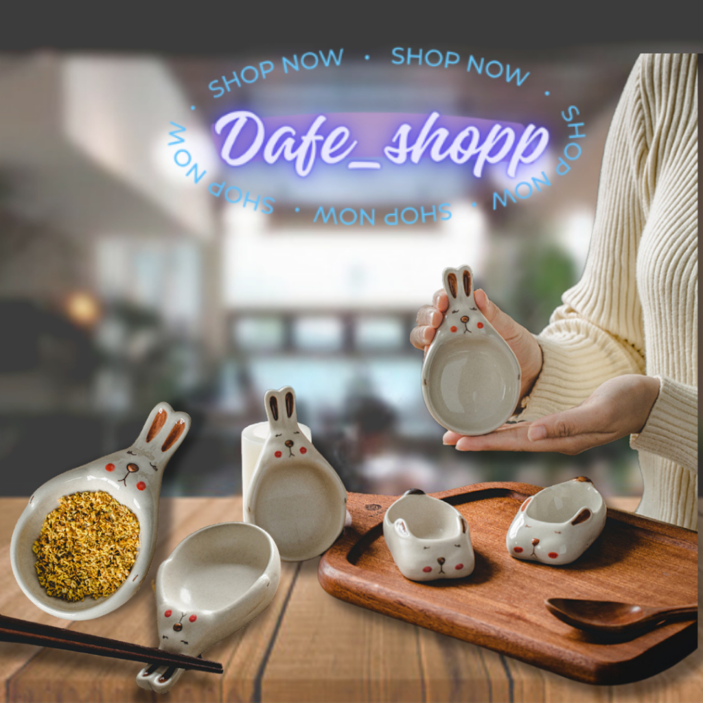 Sauce Plate Cute Ceramic Piring Saus bermotif kelinci / rabbit