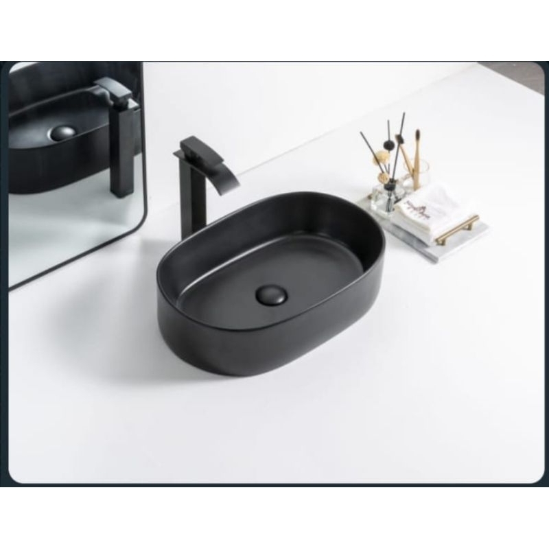 wastafel keramik oval grey / wastafel keramik oval black / wastafel keramik minimalist