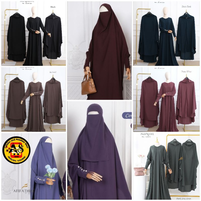 MARIGOLD MOM By Afifathin Gamis SET jilbab Nonpad Long Khimar LK dan Jilbab French Khimar FK Cadar k